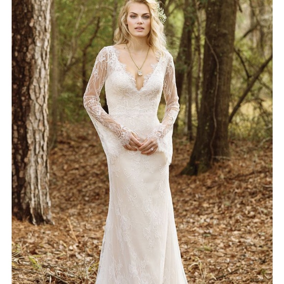 fitted lace wedding dress Lillian West 66129 Wedding Dress Sample